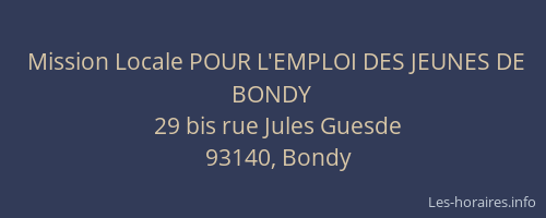 Mission Locale POUR L'EMPLOI DES JEUNES DE BONDY