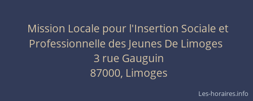 Mission Locale pour l'Insertion Sociale et Professionnelle des Jeunes De Limoges