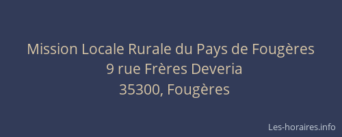 Mission Locale Rurale du Pays de Fougères