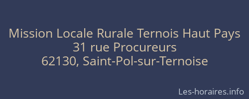 Mission Locale Rurale Ternois Haut Pays