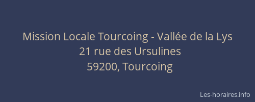 Mission Locale Tourcoing - Vallée de la Lys