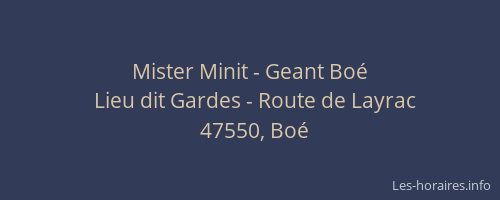 Mister Minit - Geant Bo&eacute;