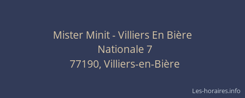 Mister Minit - Villiers En Bière