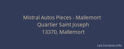 Mistral Autos Pieces - Mallemort