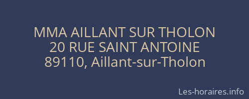 MMA AILLANT SUR THOLON