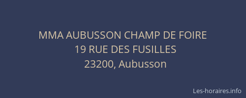 MMA AUBUSSON CHAMP DE FOIRE