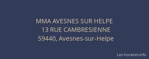 MMA AVESNES SUR HELPE