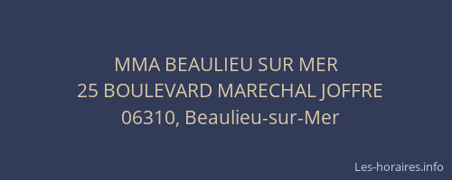 MMA BEAULIEU SUR MER