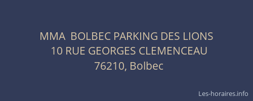 MMA  BOLBEC PARKING DES LIONS