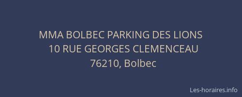 MMA BOLBEC PARKING DES LIONS