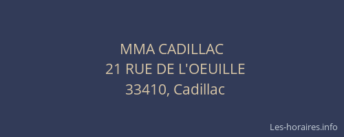 MMA CADILLAC
