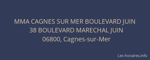MMA CAGNES SUR MER BOULEVARD JUIN