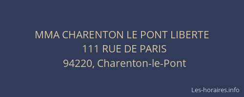 MMA CHARENTON LE PONT LIBERTE