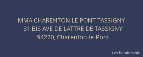 MMA CHARENTON LE PONT TASSIGNY