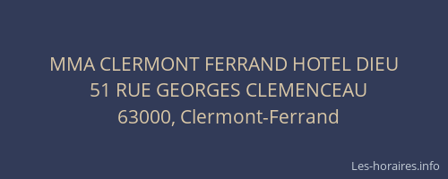 MMA CLERMONT FERRAND HOTEL DIEU