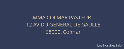 MMA COLMAR PASTEUR