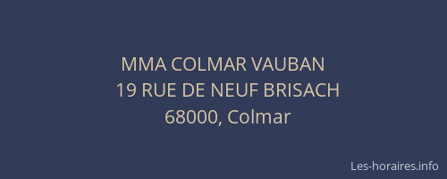 MMA COLMAR VAUBAN