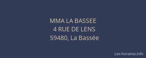 MMA LA BASSEE