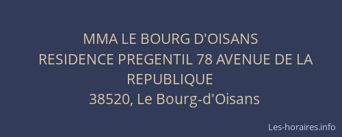 MMA LE BOURG D'OISANS