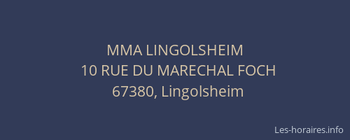 MMA LINGOLSHEIM