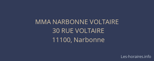 MMA NARBONNE VOLTAIRE