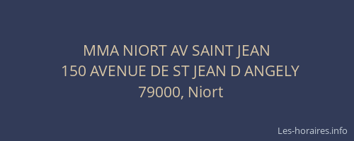 MMA NIORT AV SAINT JEAN