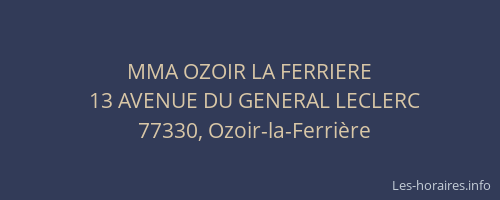MMA OZOIR LA FERRIERE