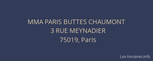 MMA PARIS BUTTES CHAUMONT