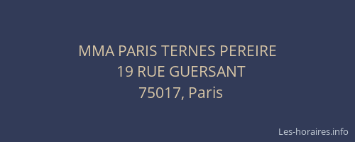 MMA PARIS TERNES PEREIRE