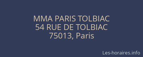 MMA PARIS TOLBIAC