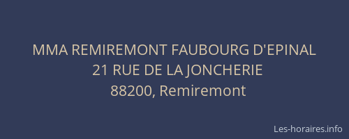 MMA REMIREMONT FAUBOURG D'EPINAL