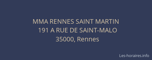 MMA RENNES SAINT MARTIN