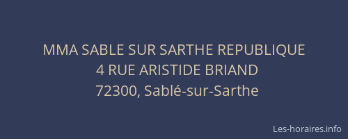 MMA SABLE SUR SARTHE REPUBLIQUE