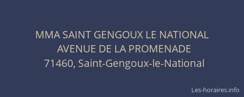 MMA SAINT GENGOUX LE NATIONAL