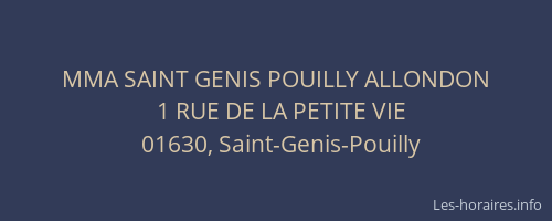 MMA SAINT GENIS POUILLY ALLONDON