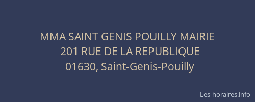 MMA SAINT GENIS POUILLY MAIRIE