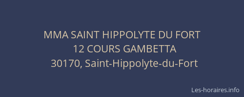 MMA SAINT HIPPOLYTE DU FORT