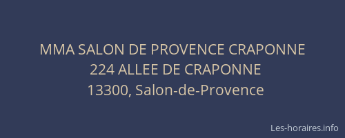 MMA SALON DE PROVENCE CRAPONNE