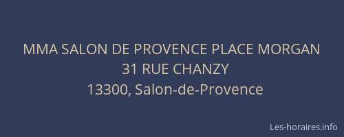 MMA SALON DE PROVENCE PLACE MORGAN