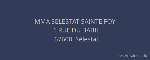 MMA SELESTAT SAINTE FOY