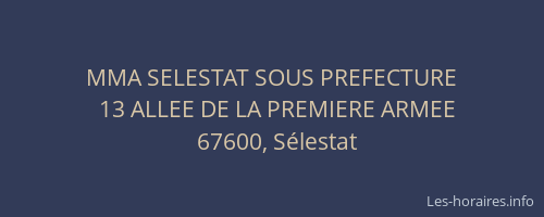 MMA SELESTAT SOUS PREFECTURE