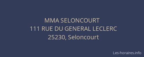 MMA SELONCOURT