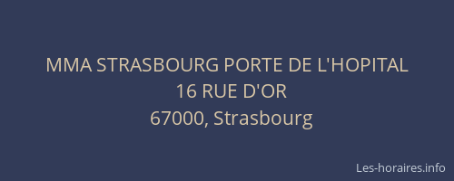 MMA STRASBOURG PORTE DE L'HOPITAL