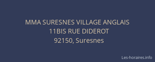 MMA SURESNES VILLAGE ANGLAIS