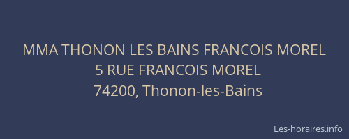 MMA THONON LES BAINS FRANCOIS MOREL