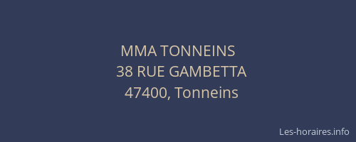 MMA TONNEINS