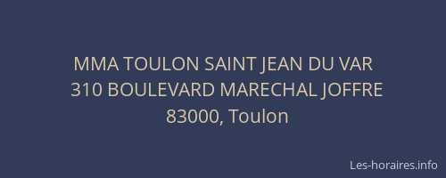 MMA TOULON SAINT JEAN DU VAR