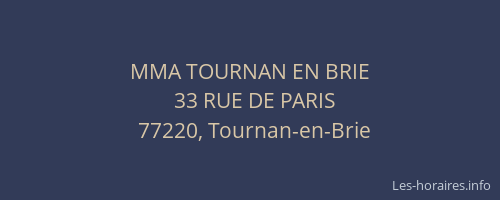 MMA TOURNAN EN BRIE