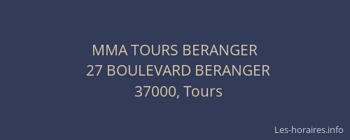 MMA TOURS BERANGER