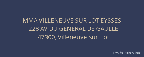 MMA VILLENEUVE SUR LOT EYSSES